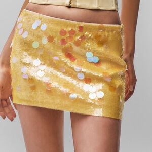 Guizio Low Rise Paillette Skirt – Soft Daisy – Size XS